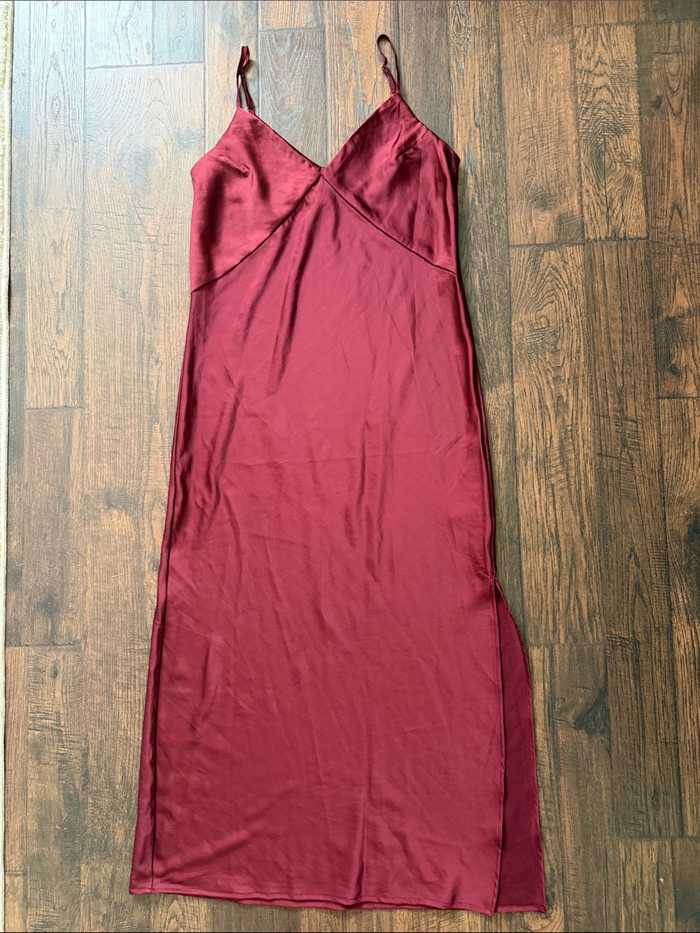 a new day Burgundy Slip Maxi Dress with V-Neck & Spaghetti Straps